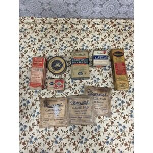 Vintage First Aid Bandage Gauze Iodine Tin Unguentine United Drug Co Collectible